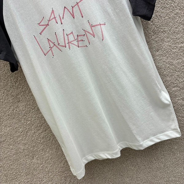 高品質 サンローラン プリント ツートーン コットンジャージー Tシャツ コピー Sah16645